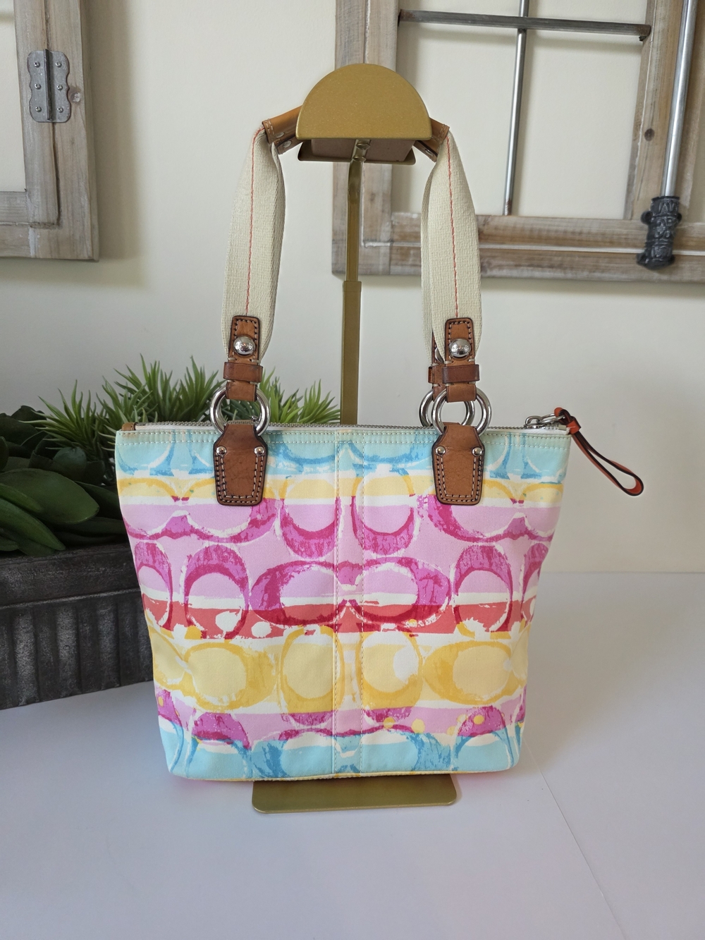 Coach Y2k Hamptons Weekend Watercolor Signature Canvas Shoulder Bag - Picture 4 of 12